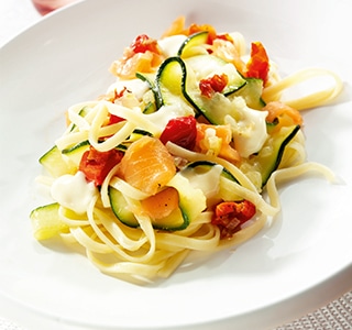 Privat: Pasta mit Lachs und ERU Crème de Brie