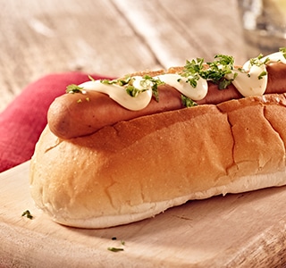 Hot dog bun with smoked cheese