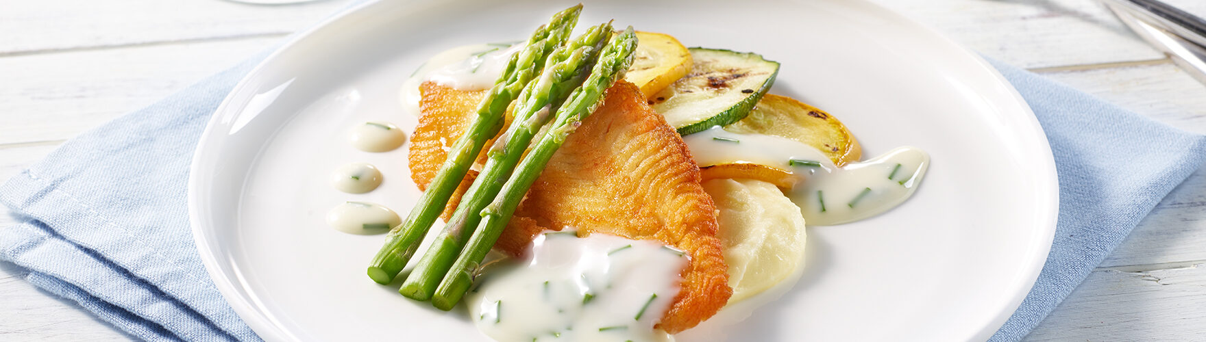 Gebakken scholfilet met groene asperges