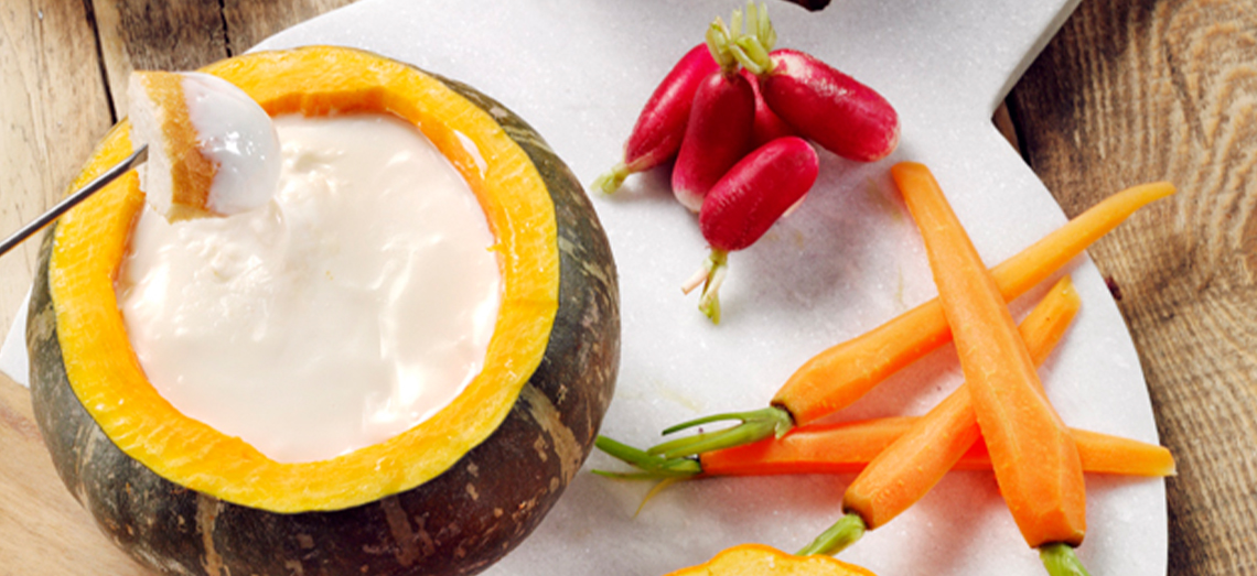 Kaasfondue van roquefort, brie en geitenkaas