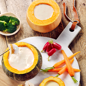 Kaasfondue van roquefort, brie en geitenkaas