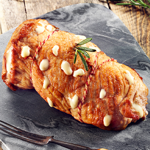 Varkensfricandeau met roquefort en rozemarijn